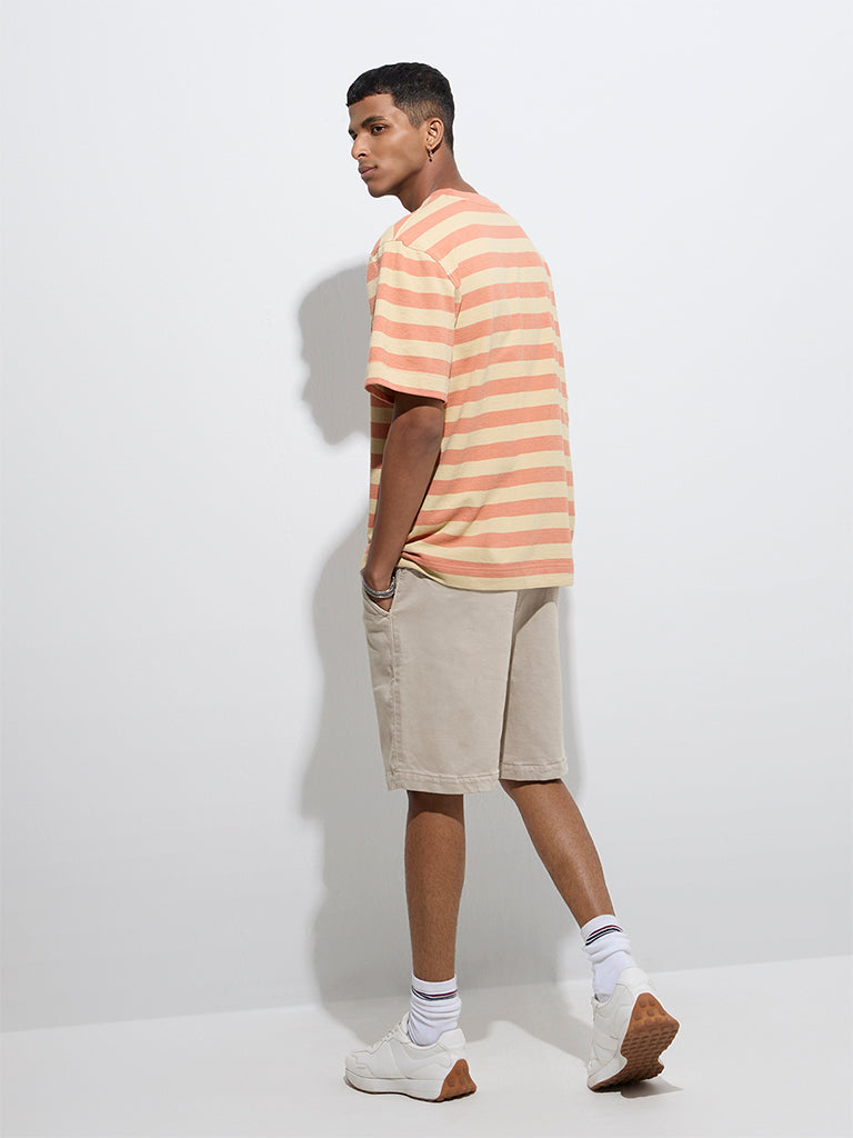 Nuon Beige Relaxed-Fit Mid-Rise Cotton-Blend Shorts - Image 5