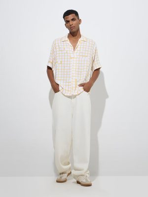 Nuon Yellow Checkered Relaxed-Fit Shirt