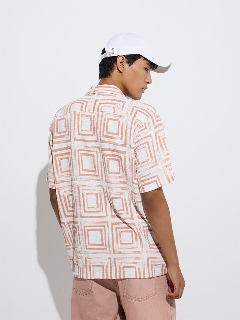 Nuon Orange Geometric Printed Relaxed-Fit Shirt - Image 4