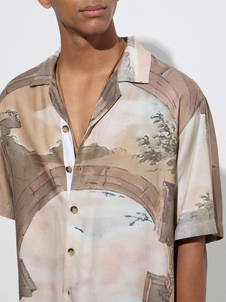 Nuon Brown Scenic-Inspired Relaxed-Fit Shirt - Image 3