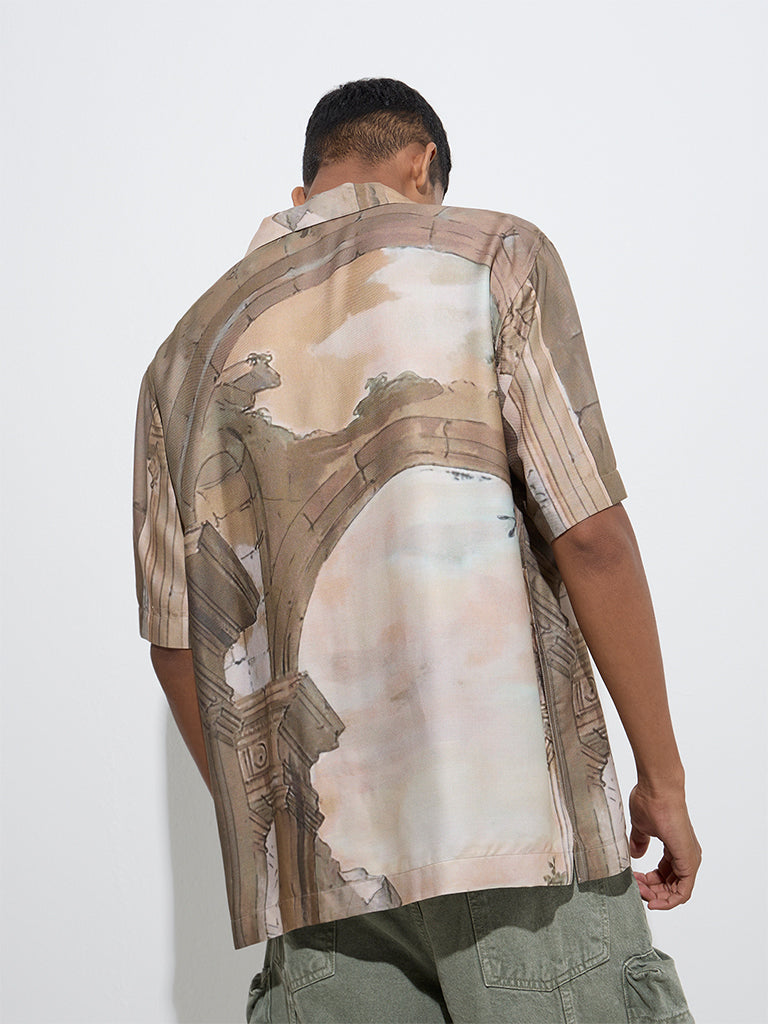 Nuon Brown Scenic-Inspired Relaxed-Fit Shirt - Image 4