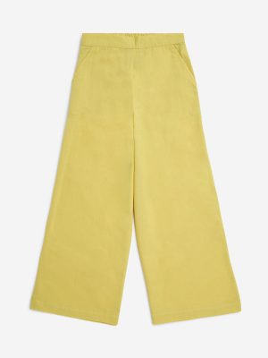Utsa Kids Yellow Cotton-Blend Palazzos - (8-14yrs)