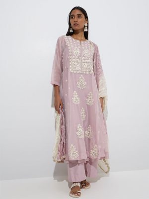 Vark Lilac Cotton-Blend A-Line Ethnic Set