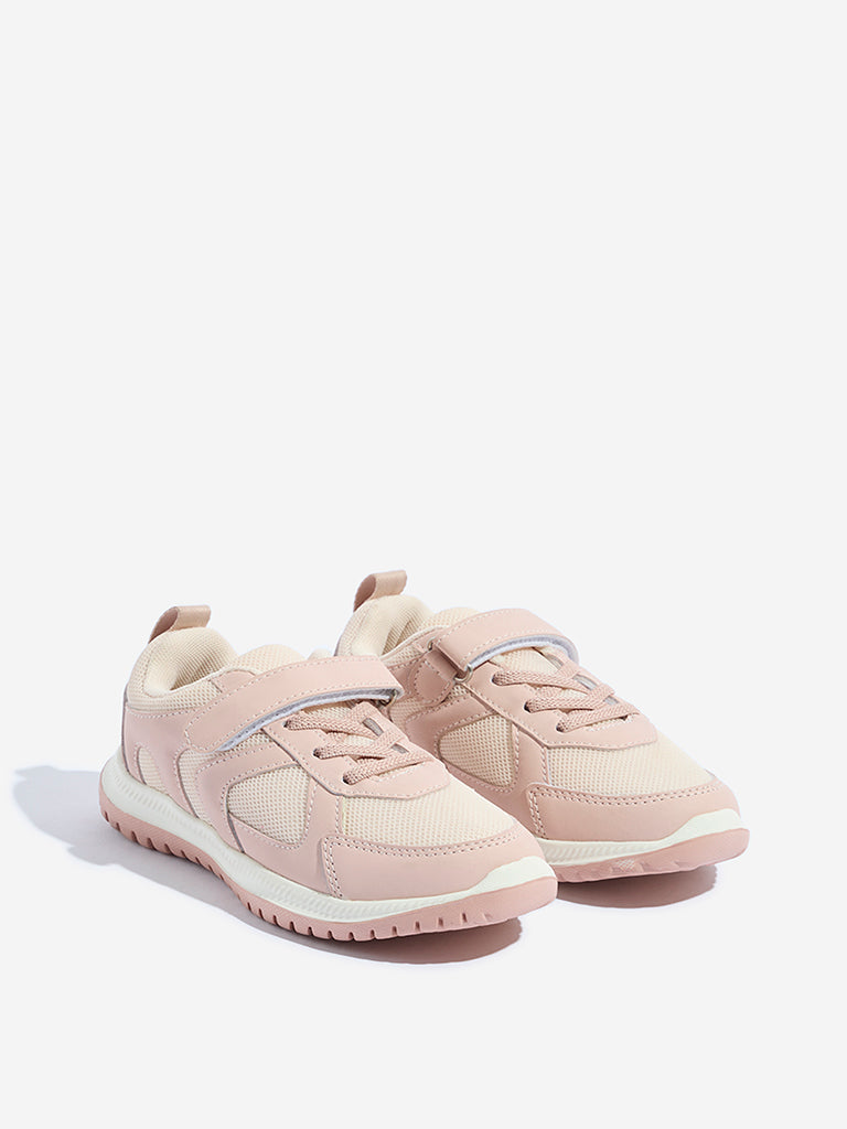 Yellow Pink Mesh-Detailed Lace-Up Sneakers - Image 2