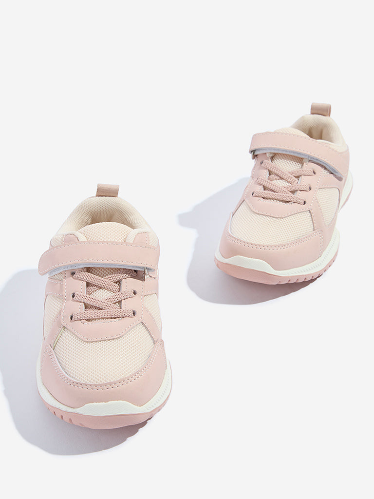Yellow Pink Mesh-Detailed Lace-Up Sneakers - Image 3