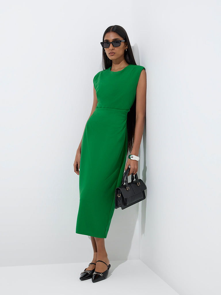 Wardrobe Green Solid Straight Dress - Image 3
