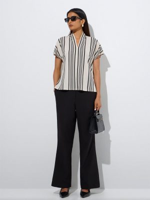 Wardrobe Off-White Stripe Printed Top