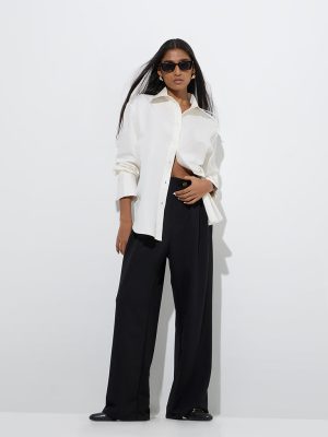 Wardrobe Black Solid High-Rise Trousers