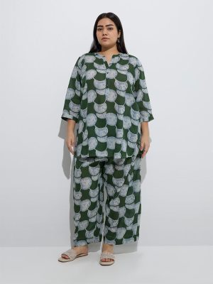 Diza Green Abstract Printed Tunic
