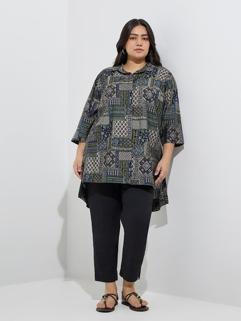Diza Multicolour Printed High-Low Tunic - Image 2
