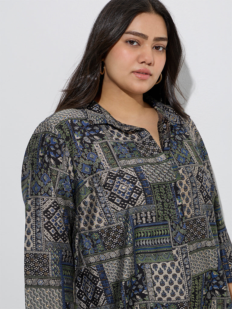 Diza Multicolour Printed High-Low Tunic - Image 3