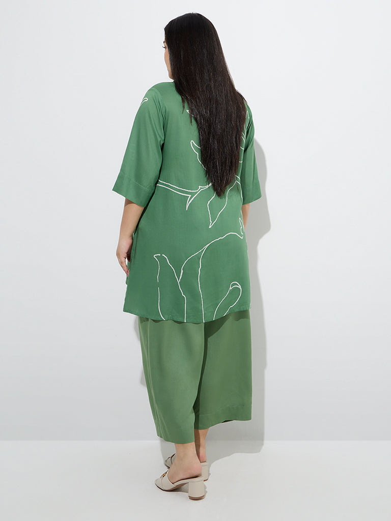 Diza Green Botanical Design Kurti - Image 4