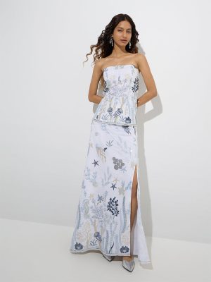 Vark White Sealife-Inspired Ethnic Skirt