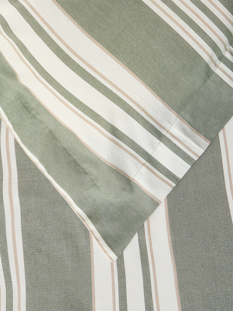 Westside Home Sage Stripe Pattern King Bed Sheet Set - Image 3
