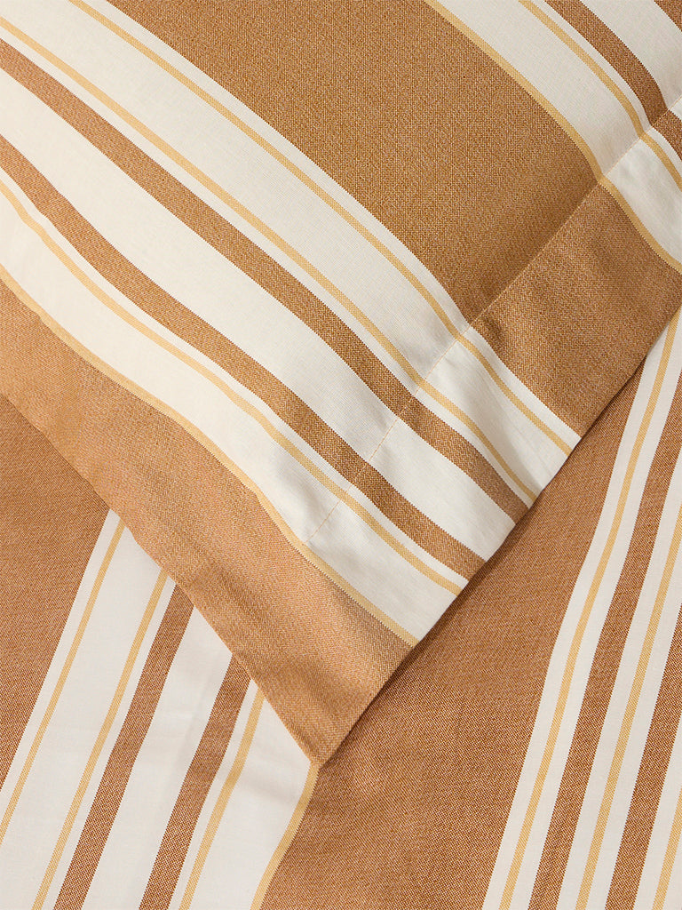Westside Home Brown Stripe Printed King Bed Sheet Set - Image 3