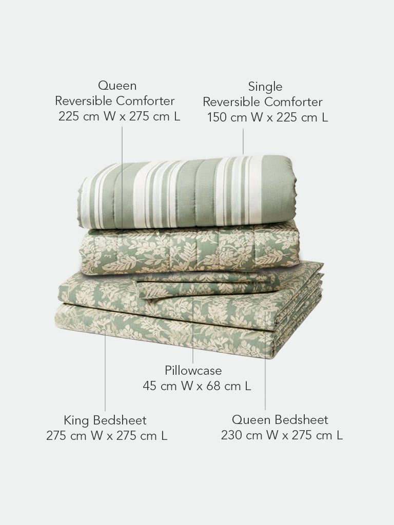 Westside Home Sage Leaf Design Reversible Quilted Single Bed Comforter - Image 4