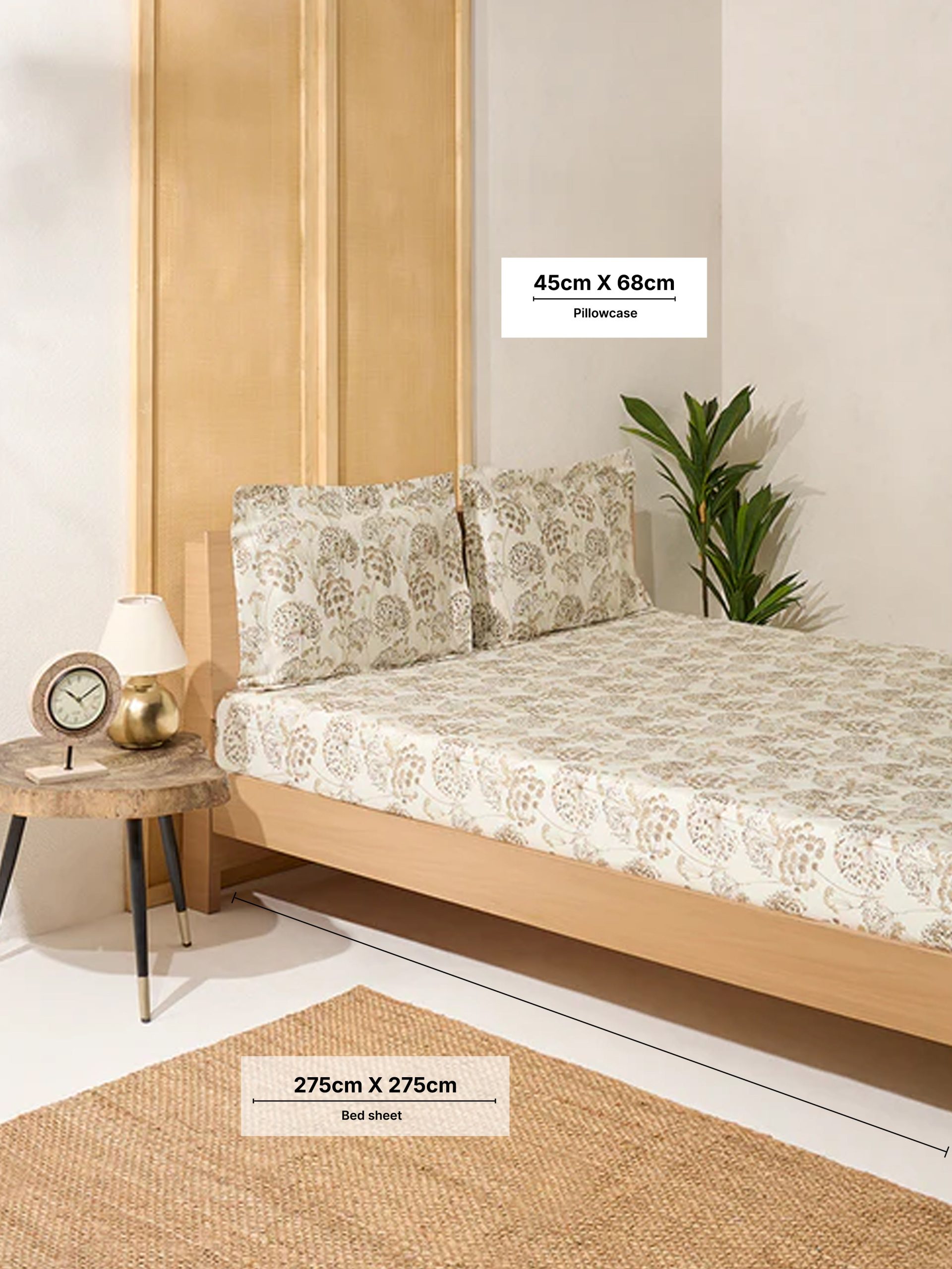 Westside Home Beige Floral Patterned King Bed Sheet Set - Image 4