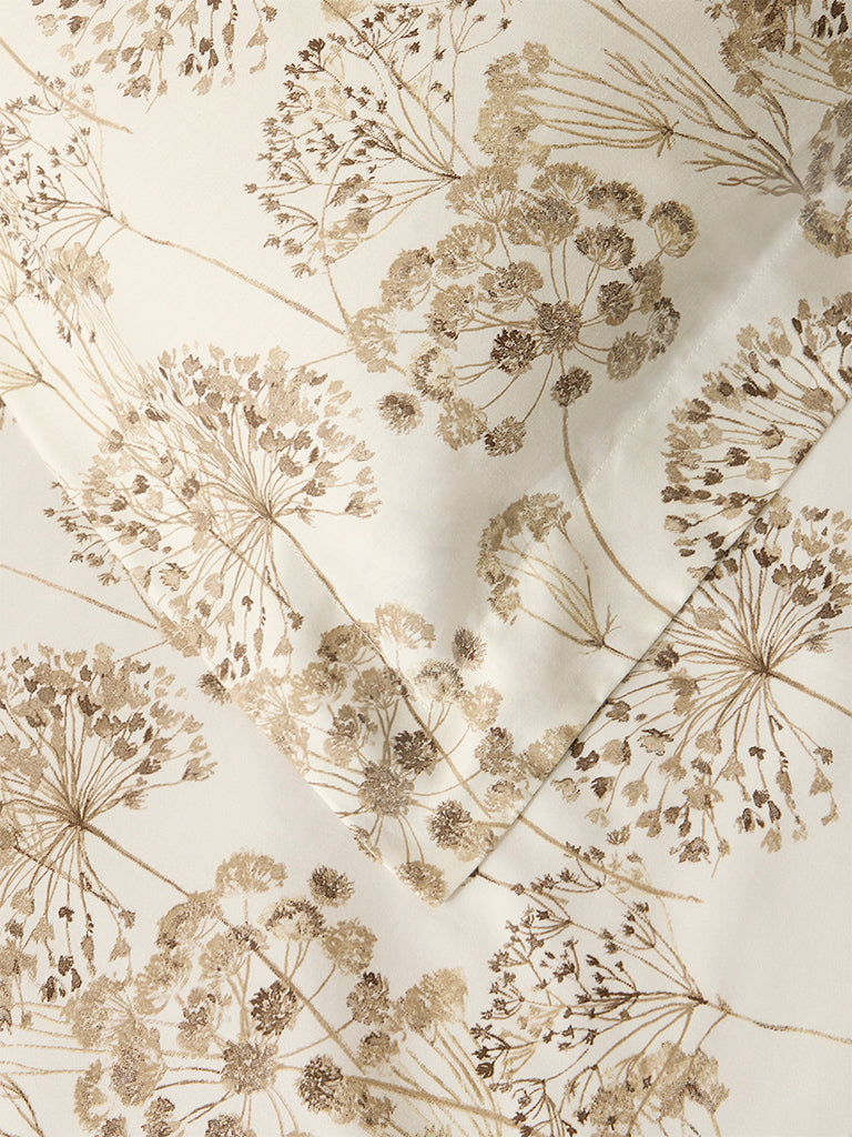 Westside Home Beige Floral Patterned King Bed Sheet Set - Image 3