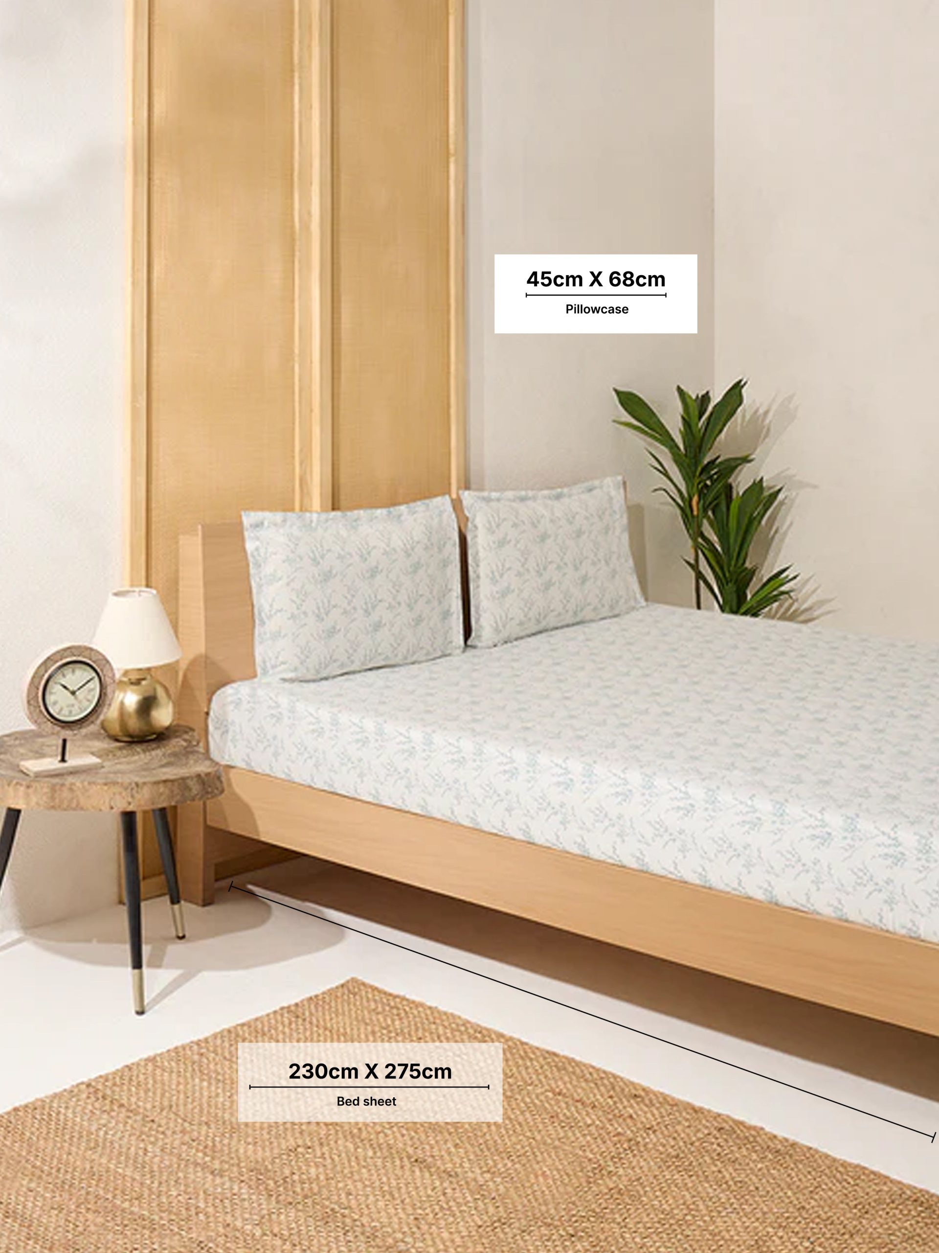 Westside Home Blue Botanical Printed Queen Bed Sheet Set - Image 4