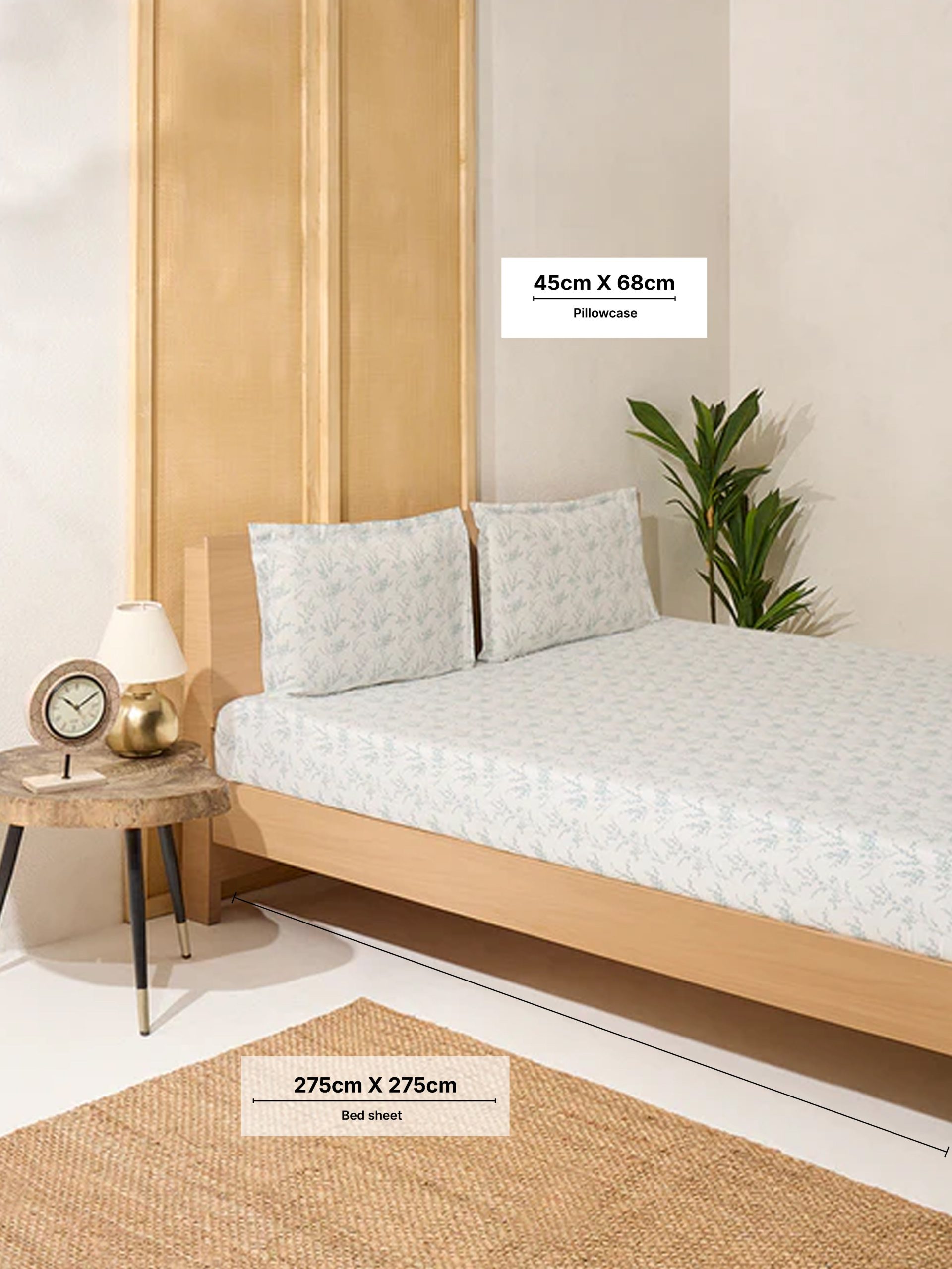 Westside Home Blue Botanical Printed King Bed Sheet Set - Image 4