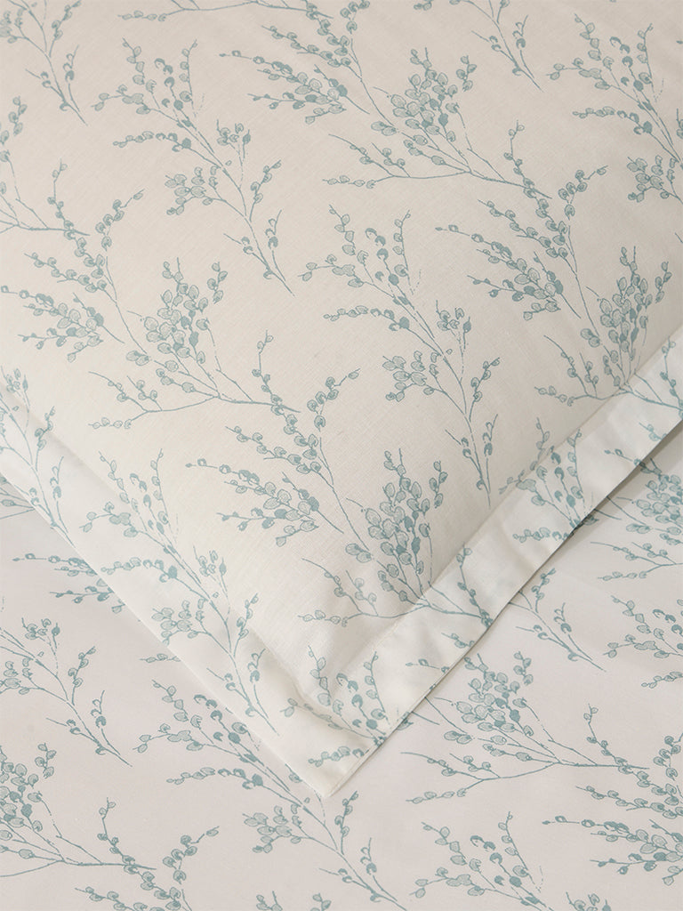 Westside Home Blue Botanical Printed King Bed Sheet Set - Image 3