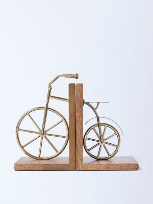 Westside Home Brown Wooden Bicycle Bookend