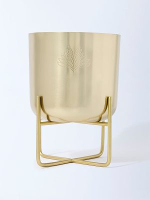 Westside Home Gold Leaf Etched Short Planter