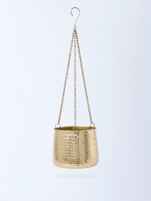Westside Home Gold Hammered Textured Hanging Planter