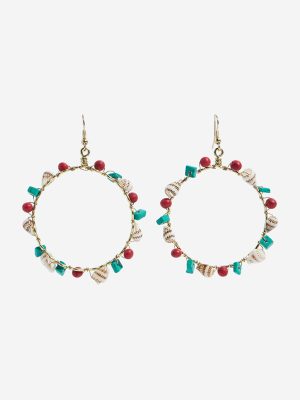 Westside Accessories Multicolour Gemstones Wrapped Hoop Earrings
