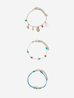 Westside Accessories Turquoise Sea-Shells-Detailed Bracelet Set - Pack of 3