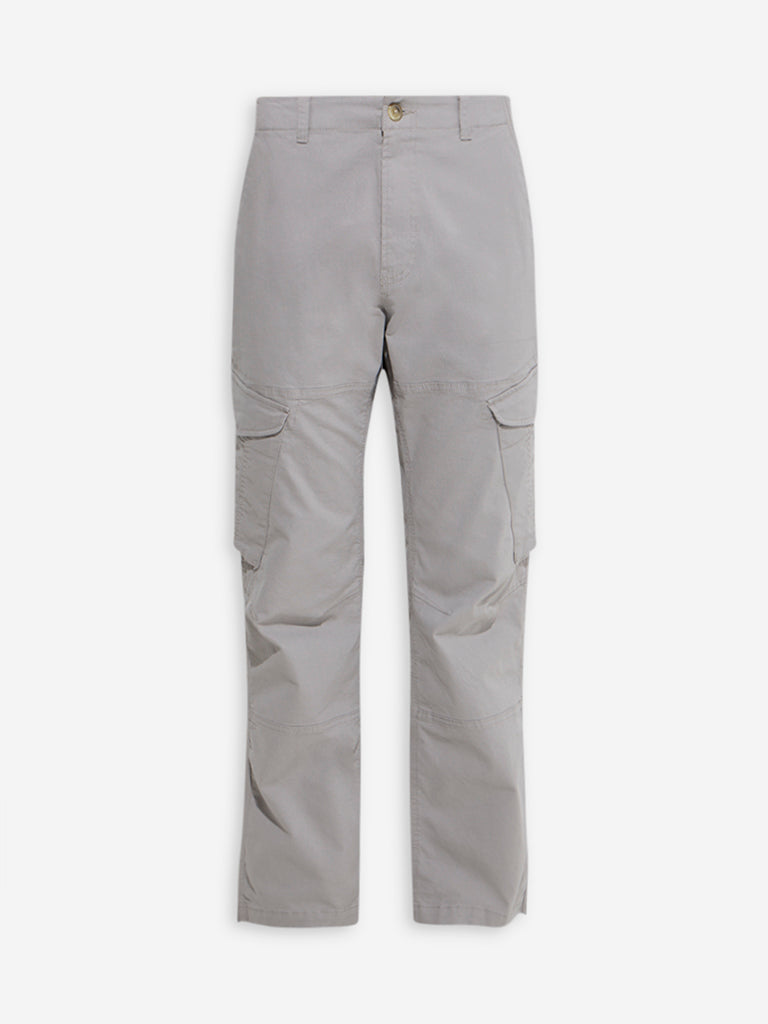 WES Casuals Grey Relaxed-Fit Mid-Rise Cotton Trousers - Image 6