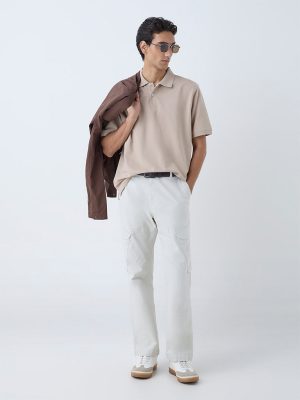 WES Casuals Off-White Relaxed-Fit Cotton-Blend Chinos