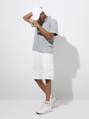 Studiofit Light Grey Slim-Fit Quarter-Zip T-Shirt