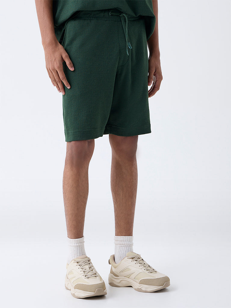 Studiofit Green Relaxed-Fit Mid-Rise Cotton-Blend Shorts - Image 3