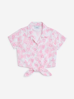 HOP Kids Pink Heart Printed Shirt