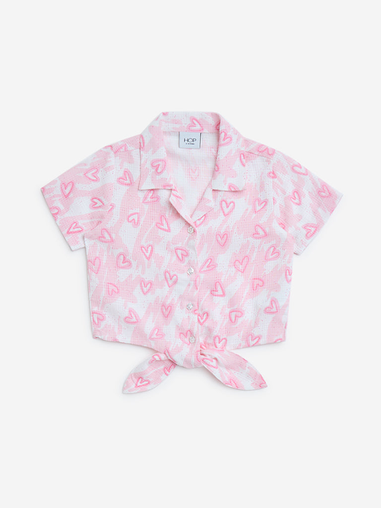 HOP Kids Pink Heart Printed Shirt