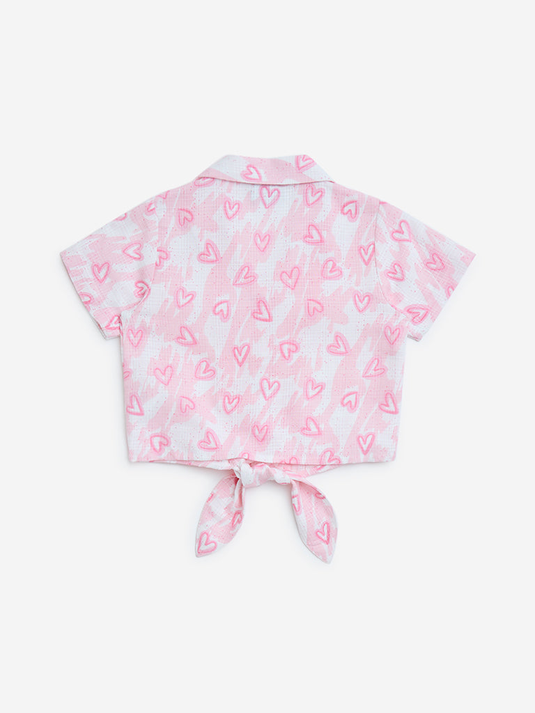 HOP Kids Pink Heart Printed Shirt - Image 3