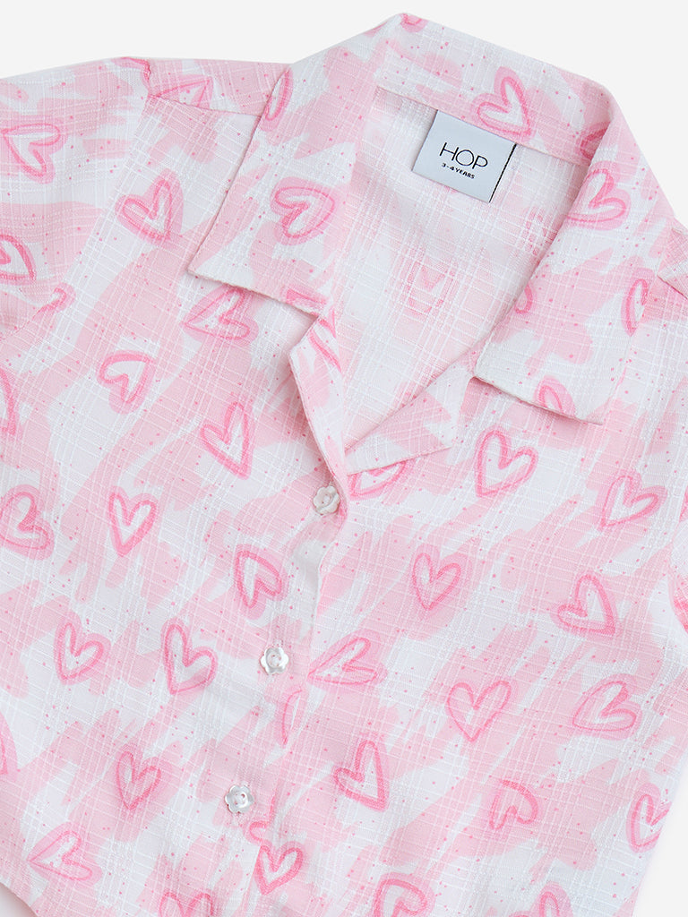 HOP Kids Pink Heart Printed Shirt - Image 4