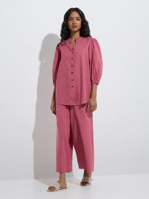 Utsa Dusty Pink Embroidered Cotton Tunic