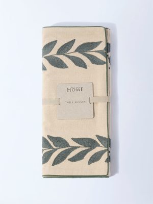 Westside Home Beige Leaf Design Table Runner