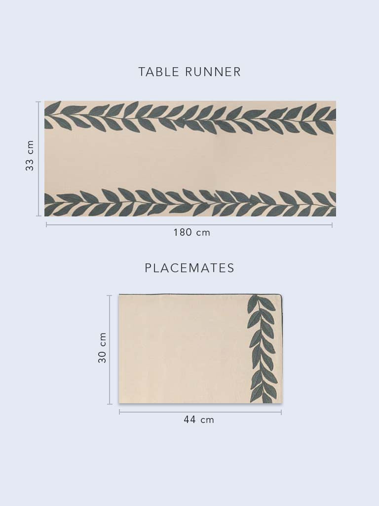 Westside Home Beige Leaf Design Table Runner - Image 4