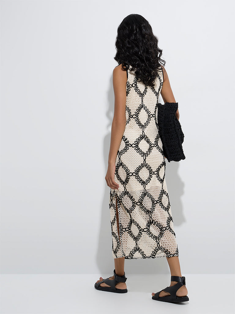 LOV Off-White Crochet-Detailed Straight Dress - Image 4