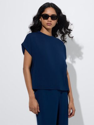 LOV Navy Solid T-Shirt