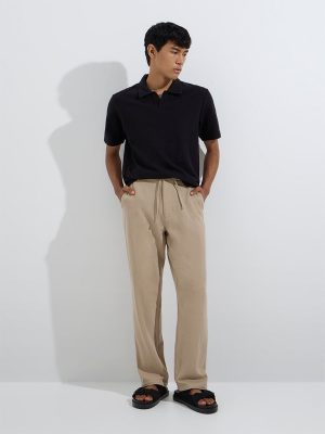 ETA Taupe Relaxed-Fit Mid-Rise Cotton-Blend Chinos