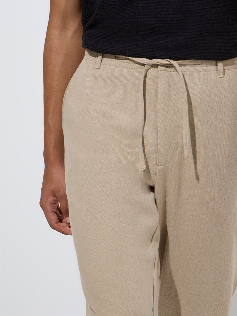 ETA Taupe Relaxed-Fit Mid-Rise Cotton-Blend Chinos - Image 3