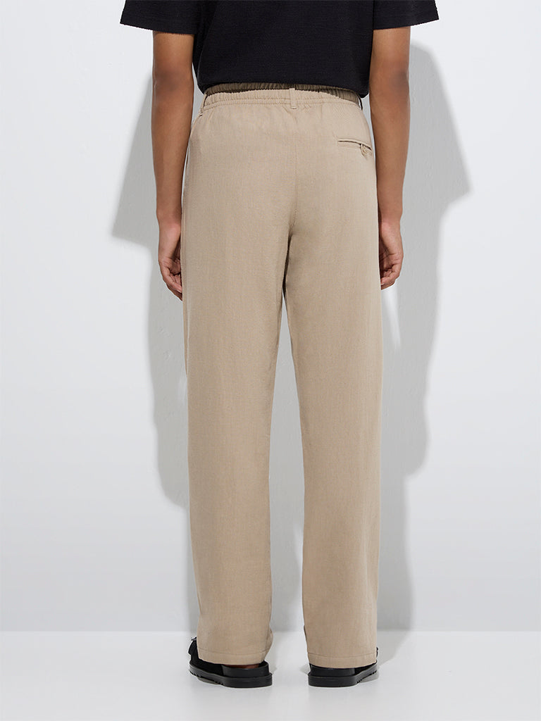 ETA Taupe Relaxed-Fit Mid-Rise Cotton-Blend Chinos - Image 4