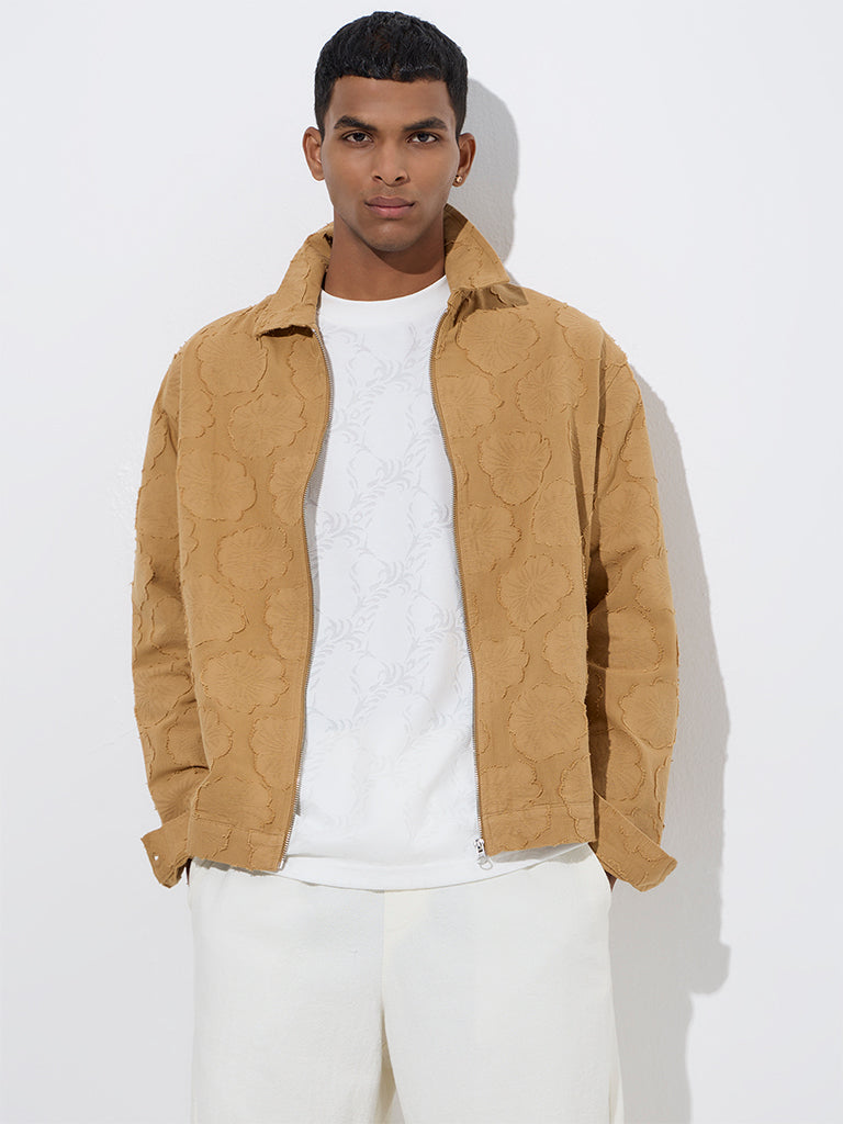 ETA Mustard Floral Design Relaxed-Fit Cotton Jacket - Image 2