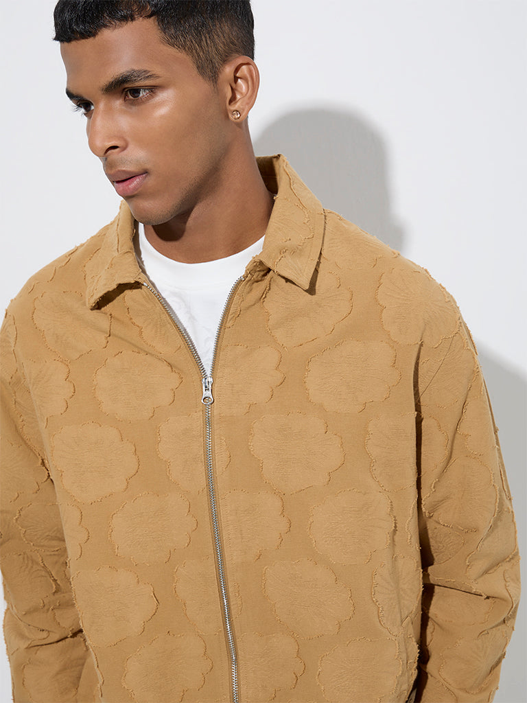 ETA Mustard Floral Design Relaxed-Fit Cotton Jacket - Image 3