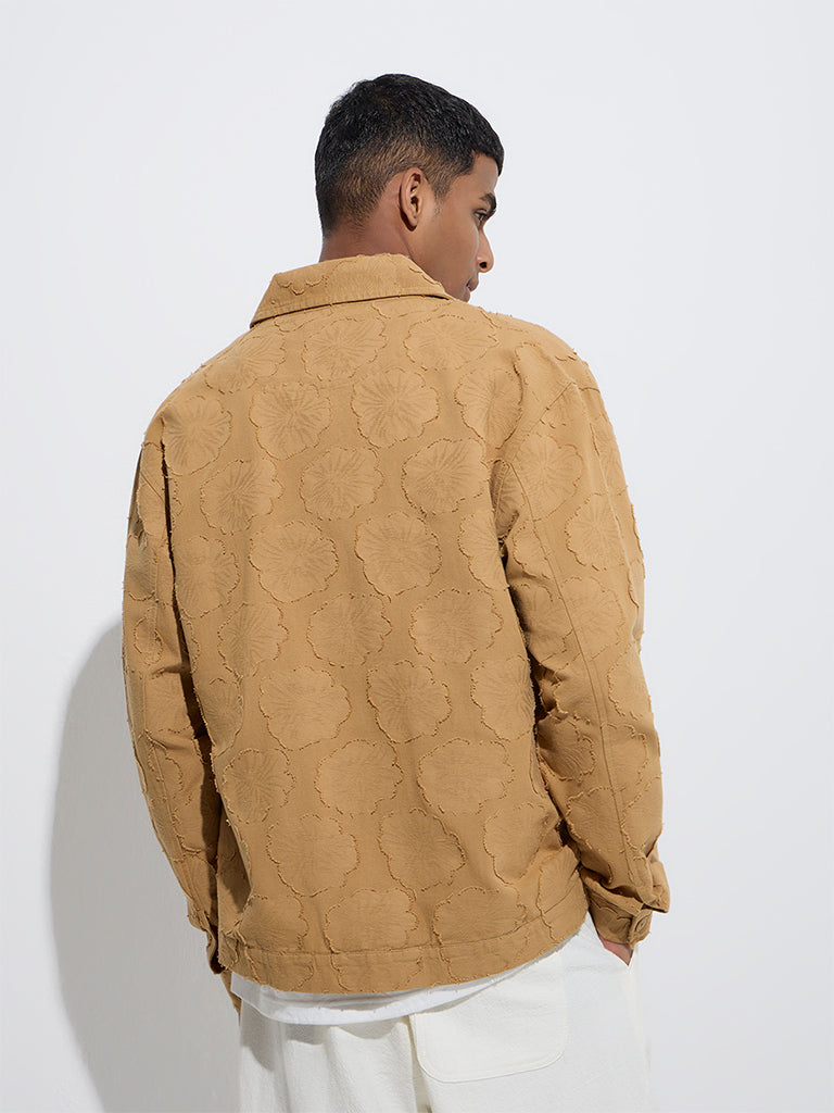 ETA Mustard Floral Design Relaxed-Fit Cotton Jacket - Image 4