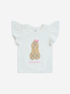 HOP Kids White Animal Applique Cotton Top